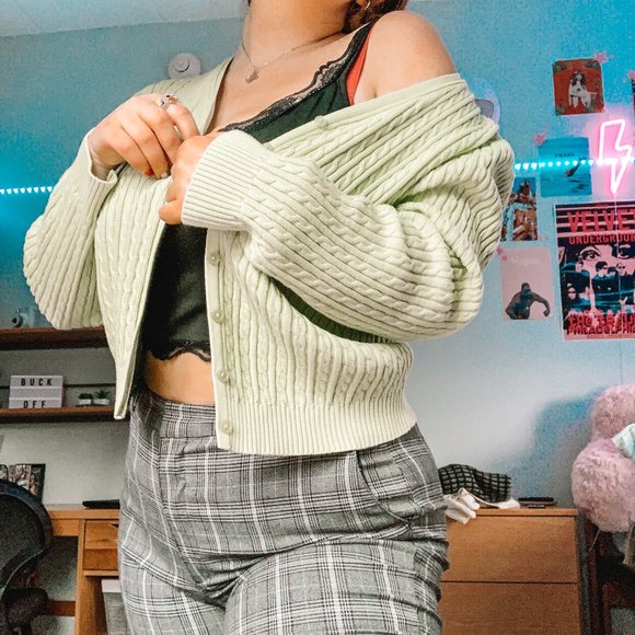 green cable-knit cardi - Picture 2 of 4